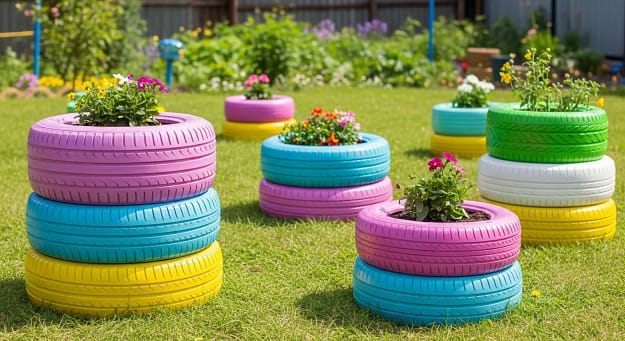 Painted Tire Planters